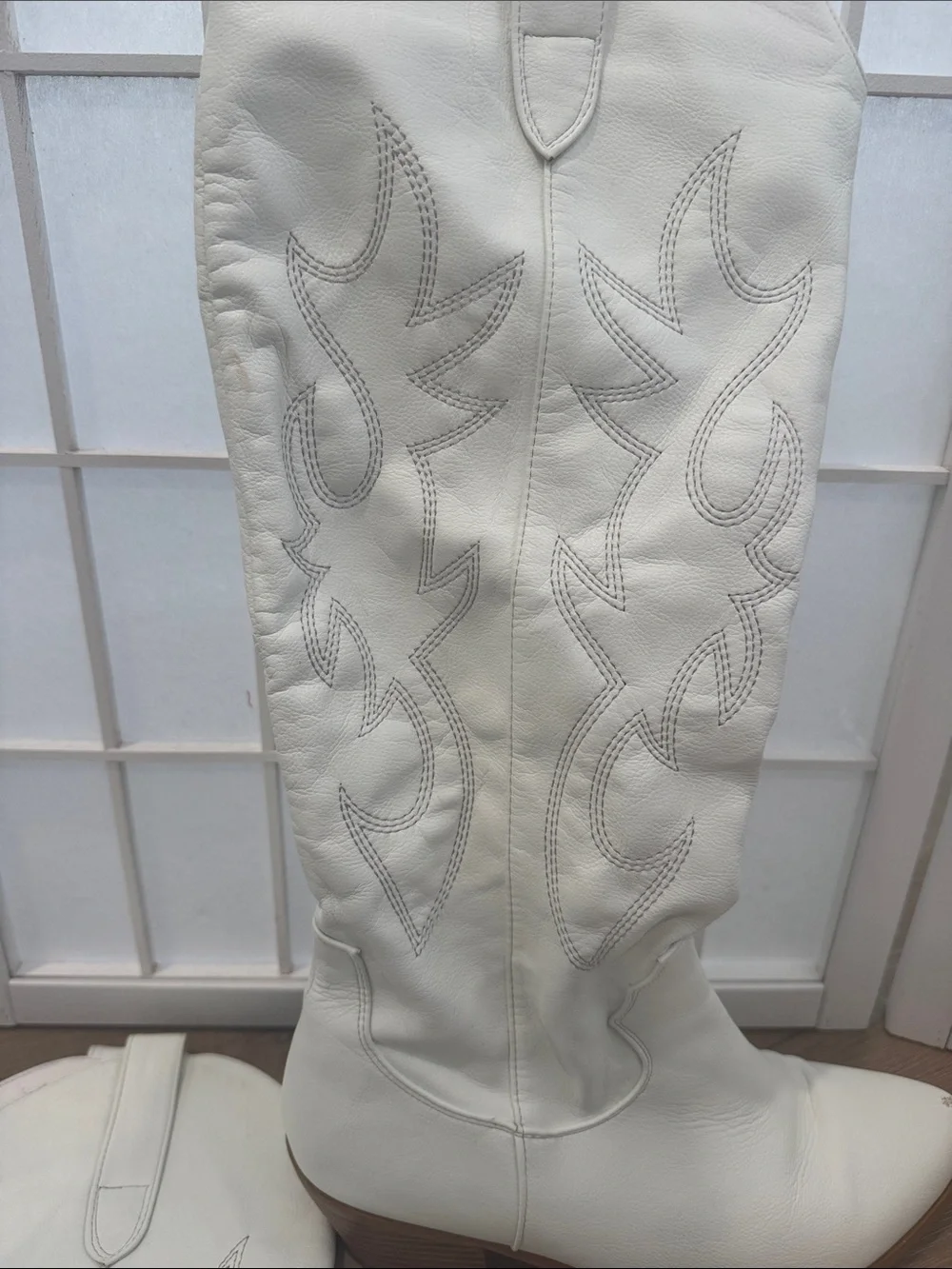 White Western Knee-High Cowgirl Boots